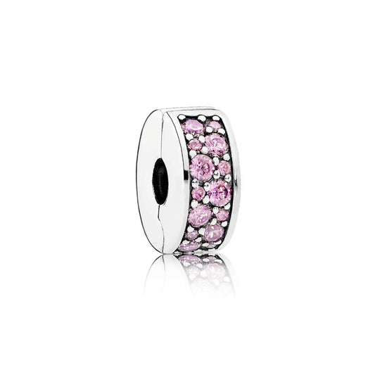 Silver Pink Pave Clip Charm