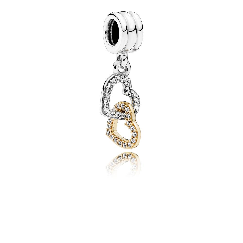 Interlocking Hearts Dangle Charm