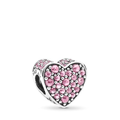 Pink Dazzling Heart Charm