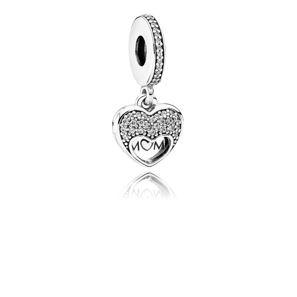 I Love My Mom Heart Dangle Charm