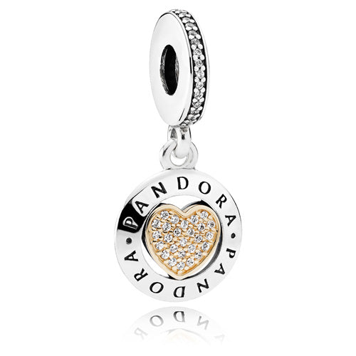 Pandora Logo Pave Heart Dangle Charm