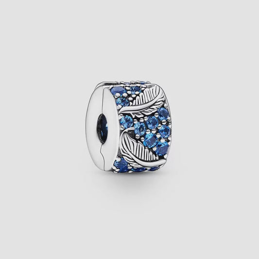 Curved Feather & Pave Clip Charm