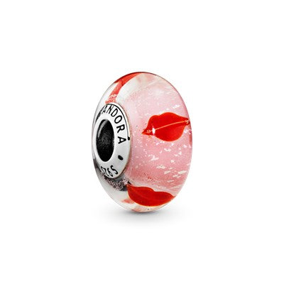 Red Lips Glass Charm