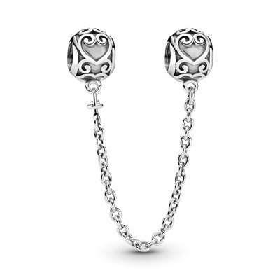 Ornate Hearts Safety Chain Charm