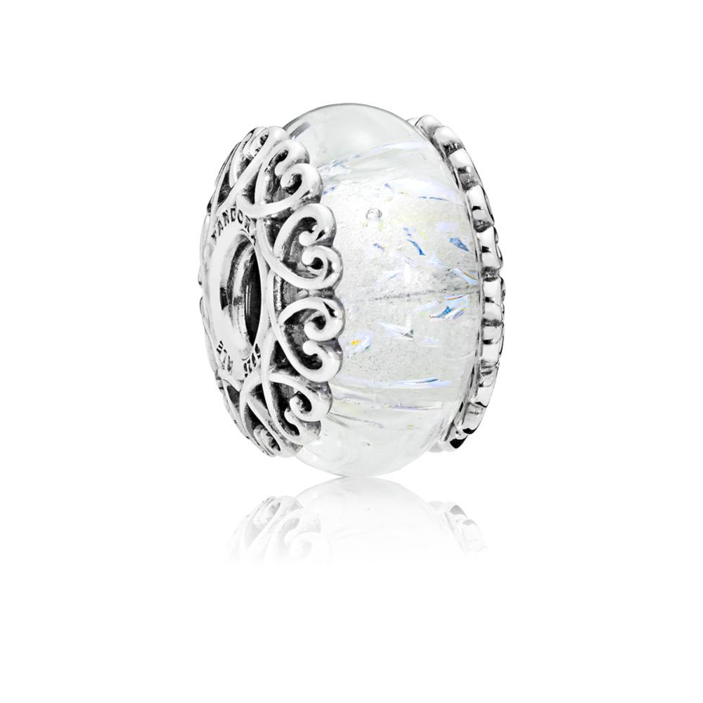 Silver Iridescent Murano Glass Charm