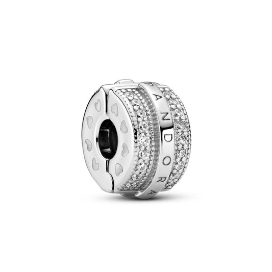 Sparkling Pave Lines & Logo Clip Charm