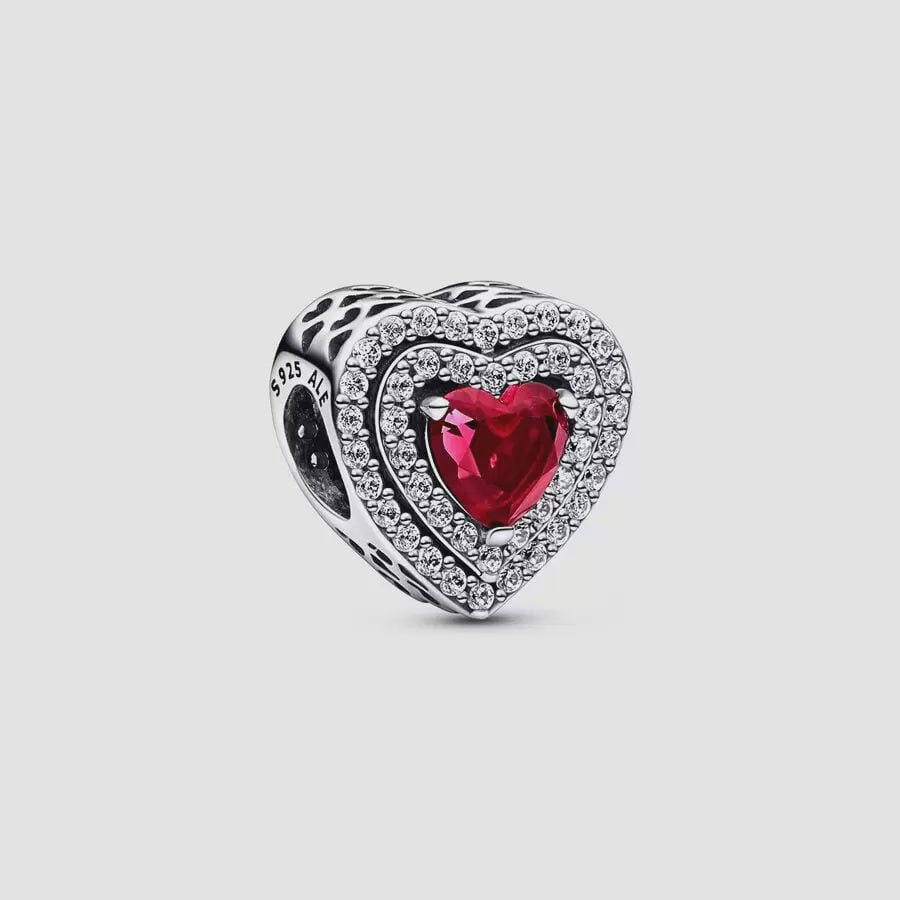 Sparkling Red Levelled Heart Charm