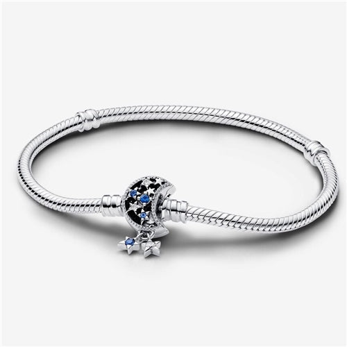 Pandora Moments Sparkling Moon Clasp Snake Chain Bracelet