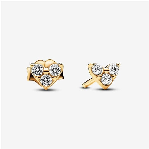 Pandora Triple Stone Heart Stud Earrings