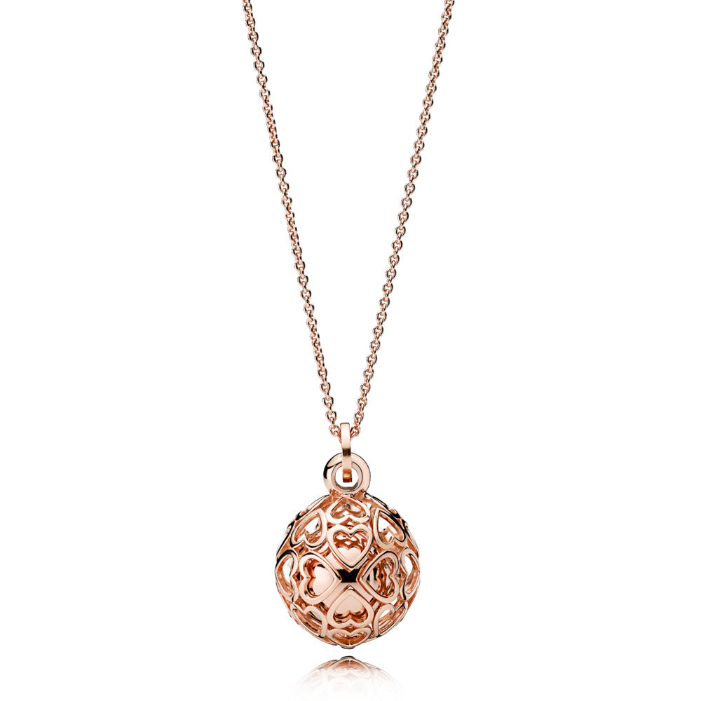 Chiming Filigree Hearts Pendant Necklace