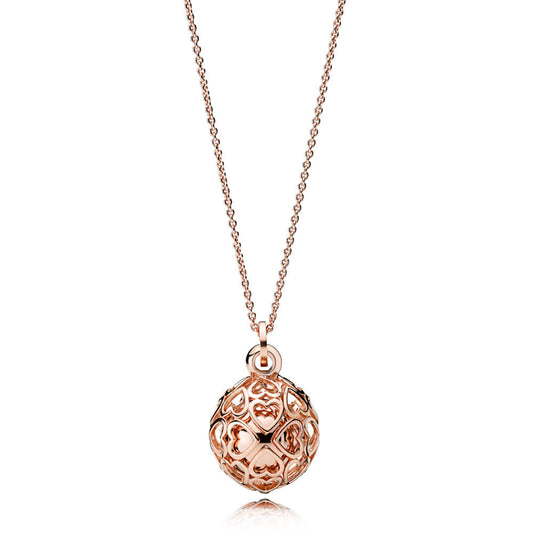 Chiming Filigree Hearts Pendant Necklace