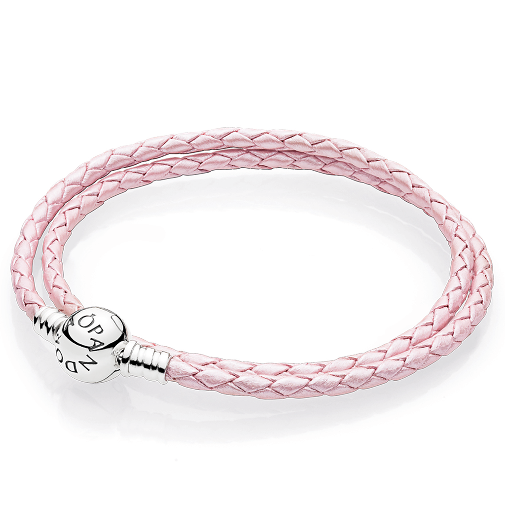 Pandora Moments Double Pink Leather Bracelet