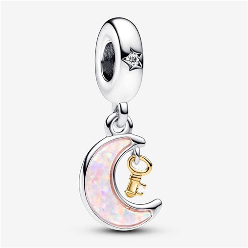 Pandora Two-tone Key & Moon Dangle Charm