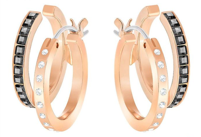 Swarovski Hint Pierced Earring, Multi-colored, Rose Gold Plated