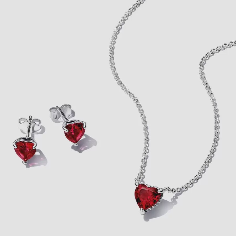 Sparkling Red Heart Jewelry Gift Set