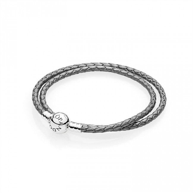 Pandora Grey Brown Leather Bracelet