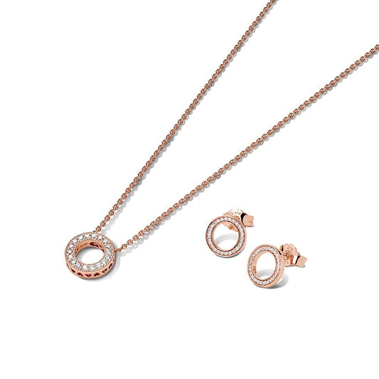 Sparkling Pave Circle Jewelry Gift Set