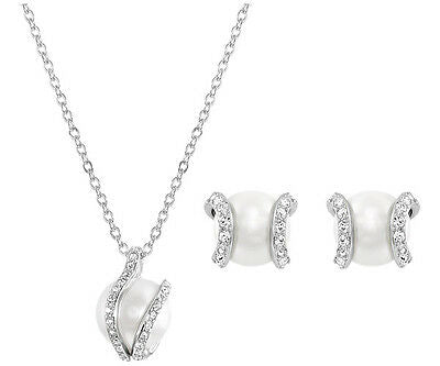 Swarovski Nude Necklace and Earring, Rhodium Plated