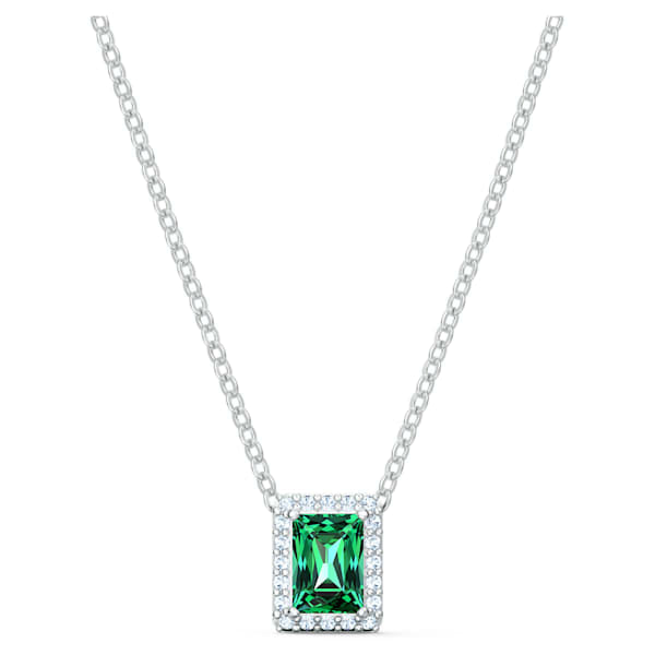 Swarovski Angelic Rectangular Necklace, Green, Rhodium plated