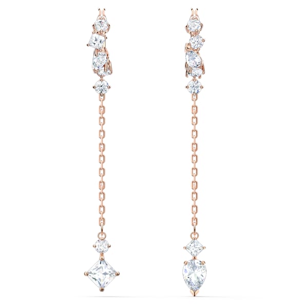 Swarovski Attract Pierced Earring, White, Gold gold tone plated