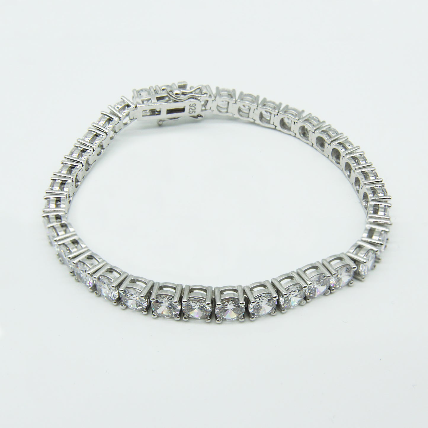 Round Iced Out Tennis Bracelet in Sterling Silver