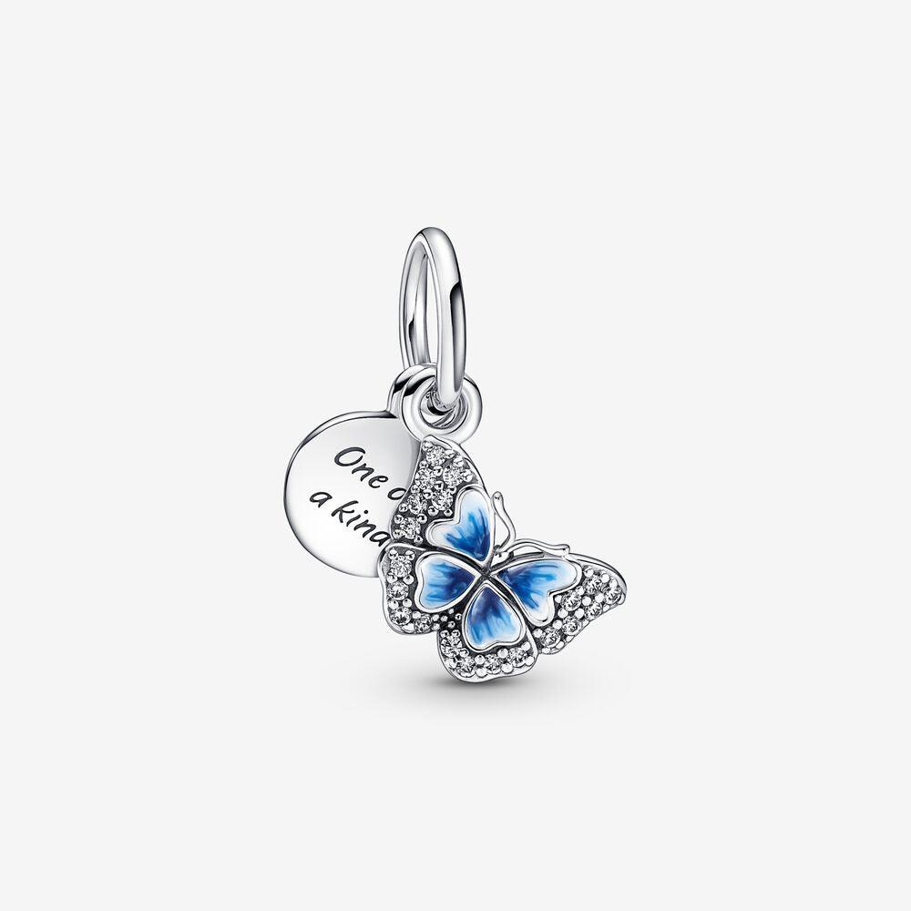 Blue Butterfly & Quote Double Dangle Charm