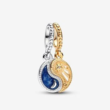 Two-tone Splittable Sun & Moon Dangle Charm