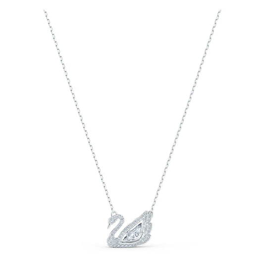 Swarovski Dancing Swan Necklace, White, Rhodium plated