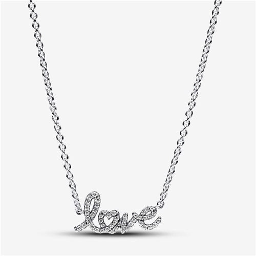 Pandora Sparkling Handwritten Love Collier Necklace