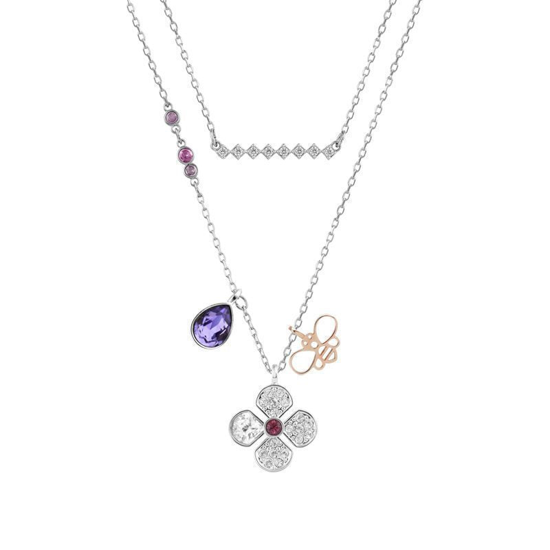 Swarovski Glowing Clover Necklace Set, Mixed Colour, Mixed Plated