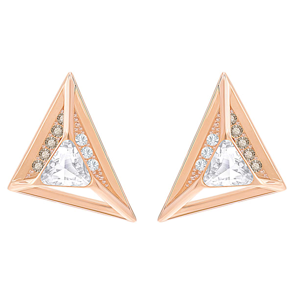 Swarovski Hillock Triangle Pierced Earring, White, Rose gold plating