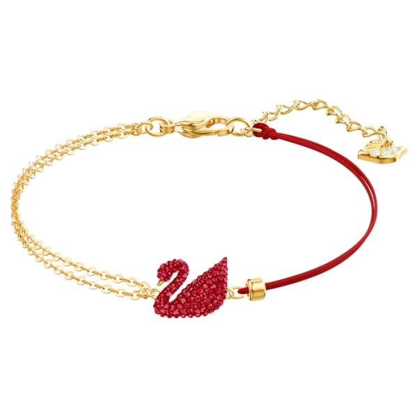 Swarovski Iconic Swan Bracelet, Red, Gold tone plated
