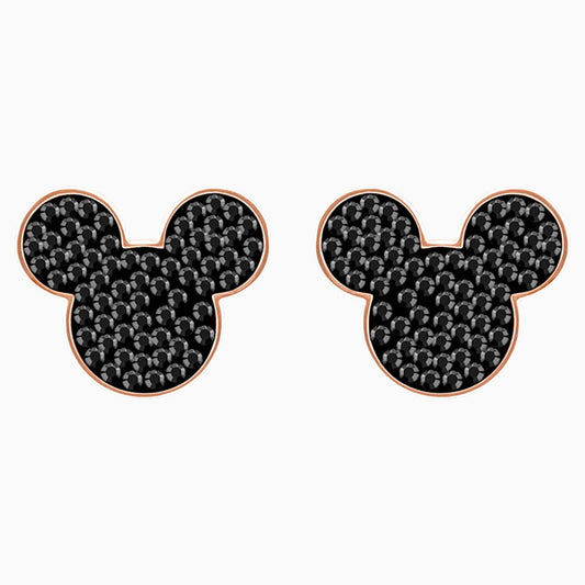 Swarovski Mickey & Minnie Pierced Earring, Black, Rose Gold Tone Plated (1)