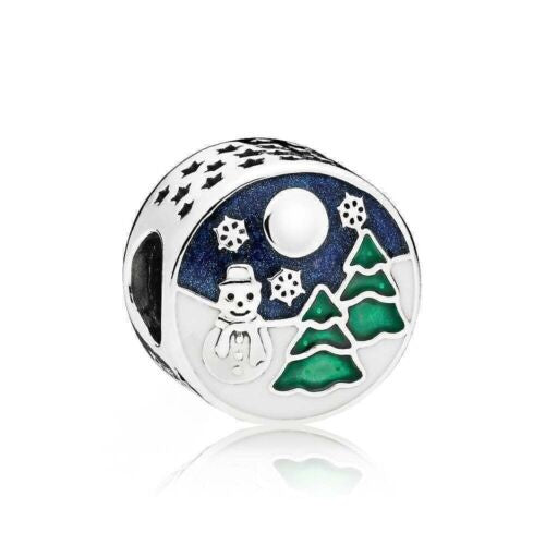 Snowy Wonderland, Blue & Green Enamel Charm