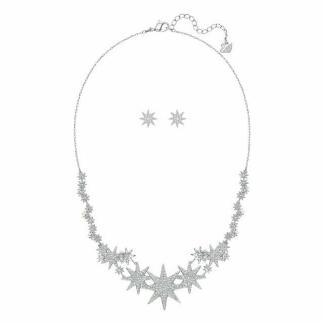 Swarovski Crystal Fizzy Rhodium Plated Necklace and Earring Set