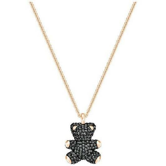 Swarovski Teddy 3D Pendant, Black, Rose Gold Plated