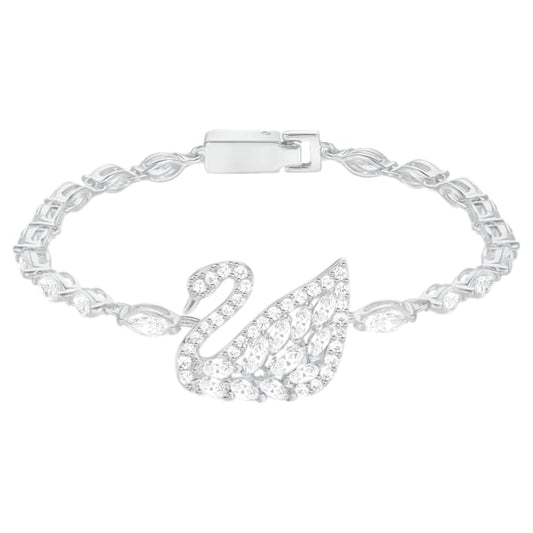 Swarovski Swan Lake Bracelet, White, Rhodium Plating