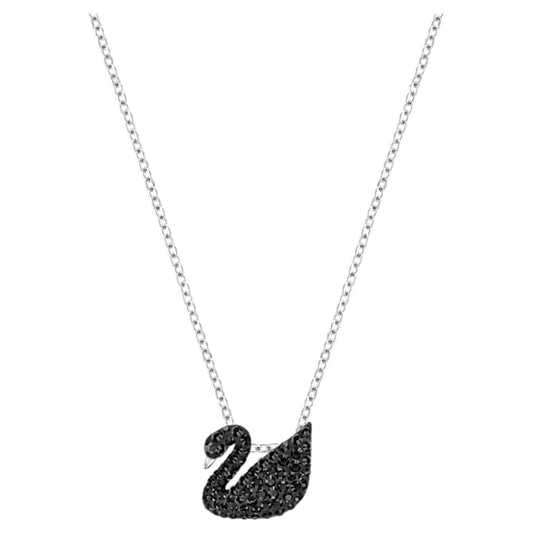 Swarovski Iconic Swan Pendant, Black, Rhodium plated