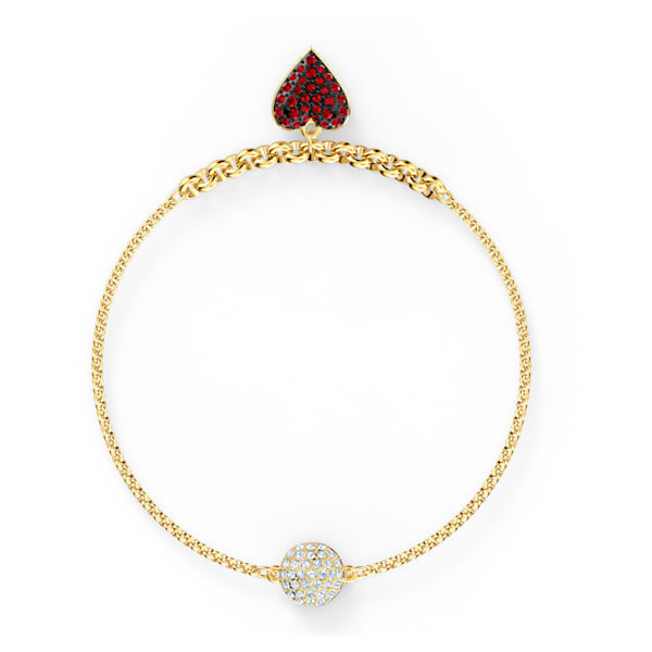 Swarovski Remix Collection Heart Strand, Red, Gold tone plated