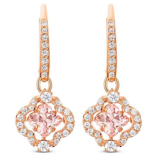 Swarovski Sparkling Dance Earrings Clover, Pink, Rose gold-tone plated