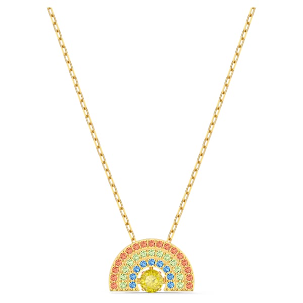 Swarovski Sparkling Dance Rainbow Necklace, Light multi-coloured, Gold tone plated