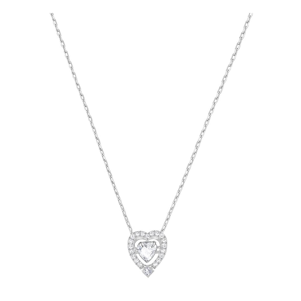 Swarovski Sparkling Dance Heart Necklace, Clear, Rhodium Plated