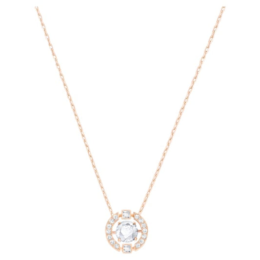 Swarovski Sparkling Dance Round Necklace, White, Rose Gold Tone Plated