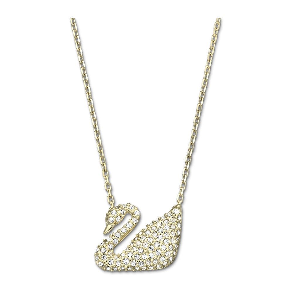 Swarovski Swan Necklace, White, Gold plated