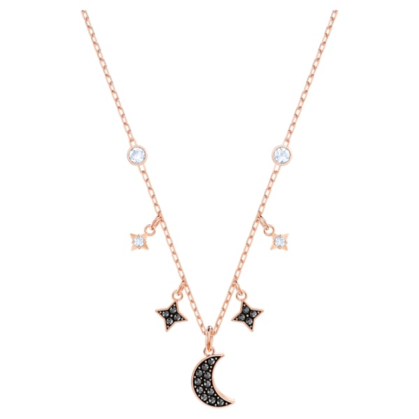 Swarovski Symbolic Moon Necklace, Black, Gold gold tone plated