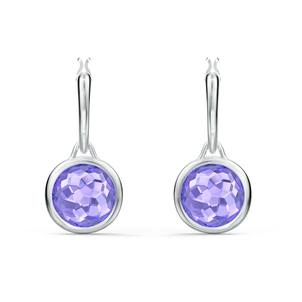 Swarovski Tahlia Mini Hoop Pierced Earring, Purple, Rhodium plated