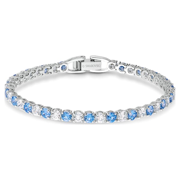 Swarovski Tennis Deluxe Bracelet, Blue, Rhodium plated