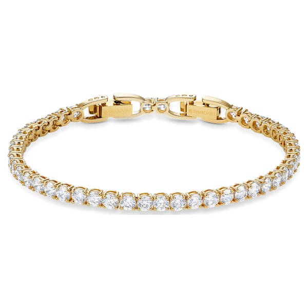 Swarovski Tennis Deluxe Bracelet, White, Gold tone plated