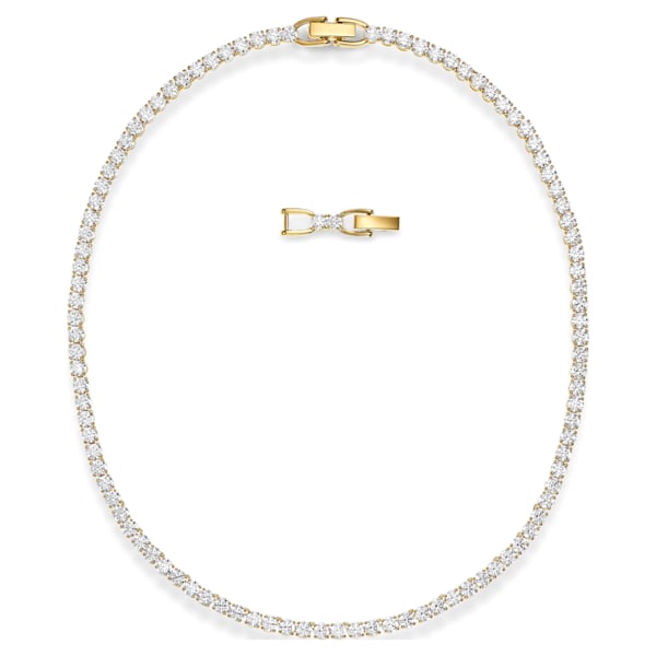 Swarovski Tennis Deluxe Necklace, White, Gold tone plated